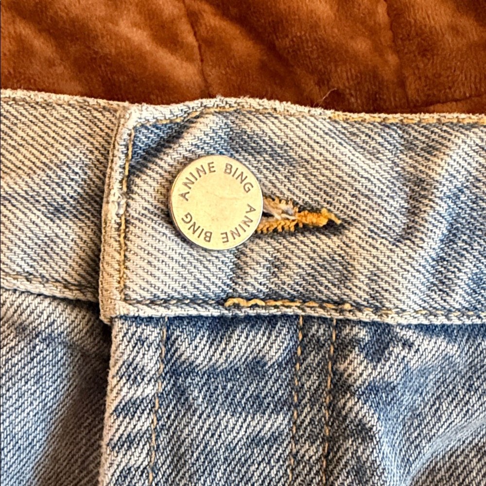 Anine Bing Light Blue Jean Shorts with Frayed Hem - Picture 6 of 7